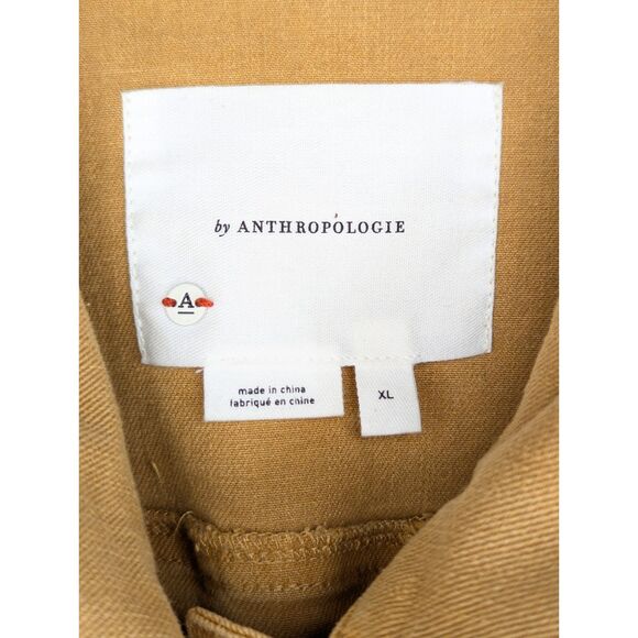 Anthropologie Vest Jacket Wms Sz XL Utility Crop Raw Hem Mustard Boho Capsule - Picture 4 of 7